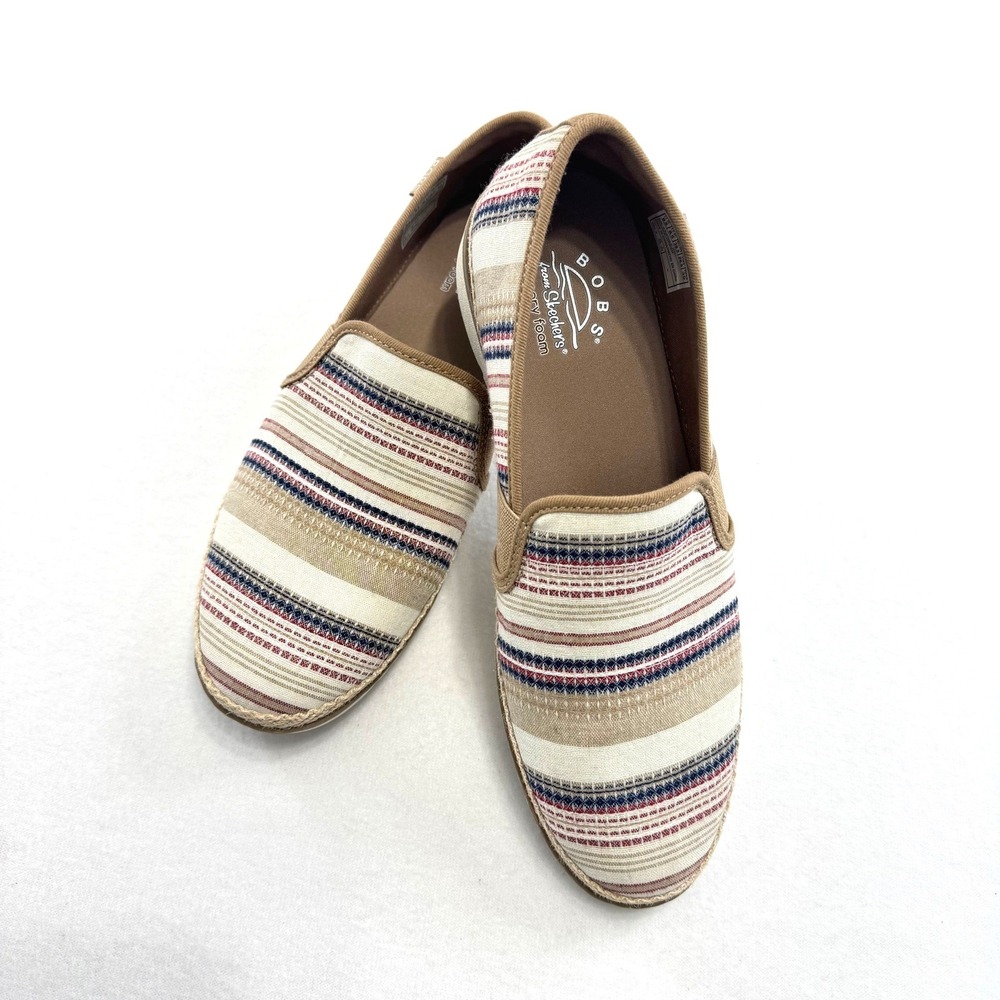 Skechers BOBS Women 9.5 Striped Slip On Shoes Memory Foam Multi Color